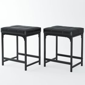 2 Pack Vanity Stool Chair, Makeup Stool, Faux Leather Vanity Stool, Modern Foot Stool for Vanity Makeup, Living Room, Bedroom and Entryway, Barst