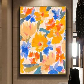 Handmade Oil Painting Canvas Wall Art Decor Original Orange Flower Painting Abstract Floral Painting Living Room Hallway Bedroom Luxurious Decora (style: 01, size: 50X70cm)