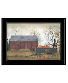 "Pumpkin Wagon" by Billy Jacobs, Ready to Hang Framed Print, Black Frame (Color: as Pic)
