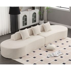 [NEW ARRIVED] [VIDEO PROVIDED] Modern curved combination sofa, terrycloth fabric sofa, minimalist sofa in living room, apartment, no assembly req (Color: as Pic)