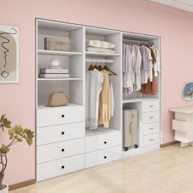 Livelylodge Modular Wardrobe Closet - Freestanding White Closet with Spacious Storage Shelves and Hanging Rods 70.86"W x 16.04"D x 70.86"H (size: A1+A2+304)