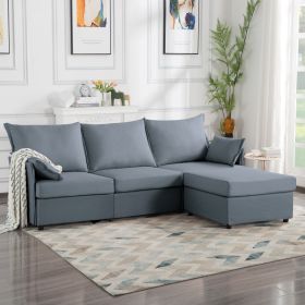 93.7' Sectional Sofa with ottoman (Main Color: Dark Gray, Main Material: Polyester)