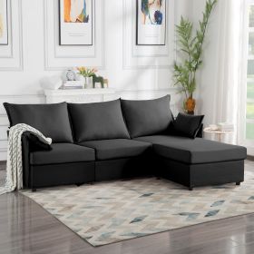 93.7' Sectional Sofa with ottoman (Main Color: Black, Main Material: Polyester)